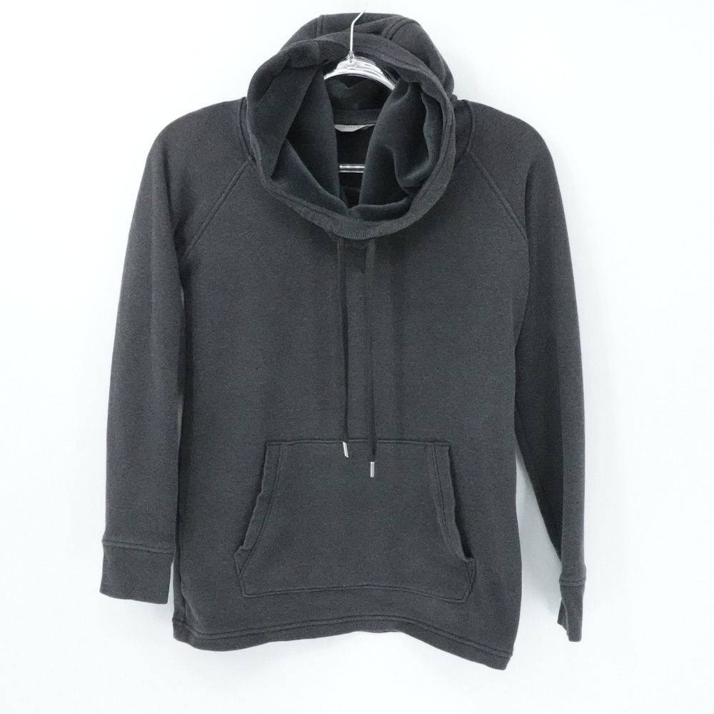 Athleta Hoodie Womens Small Charcoal Gray Funnel Neck Kangaroo Pocket - Picture 1 of 16